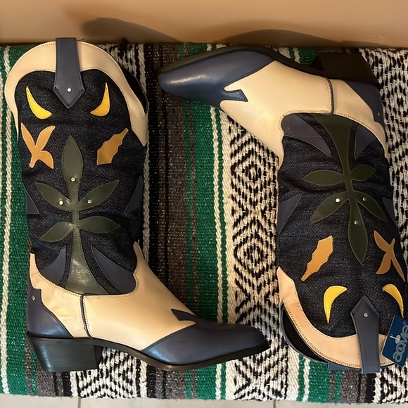 VINTAGE NEW OLD STOCK! ACME denim leather western boots women’s 8 - Picture 5 of 15